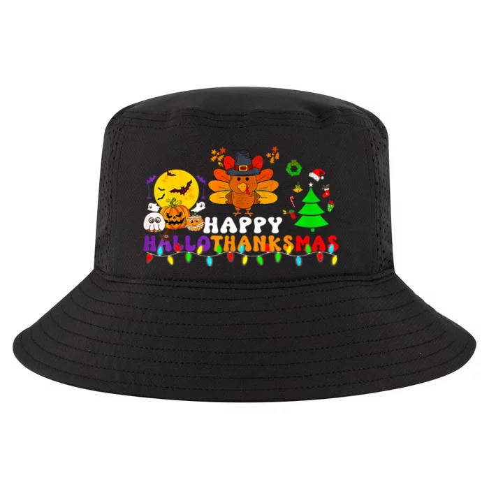 Hallothanksmas 2024 Halloween Merry Christmas Thanksgiving Cool Comfort Performance Bucket Hat