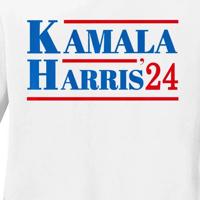 Harris 2024 Kamala Harris 2024 Elections American Flag Ladies Long Sleeve Shirt