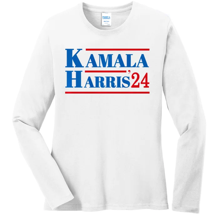 Harris 2024 Kamala Harris 2024 Elections American Flag Ladies Long Sleeve Shirt