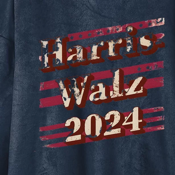 Harriswalz 2024 Kamala Harris And Tim Walz Supporters Hooded Wearable Blanket