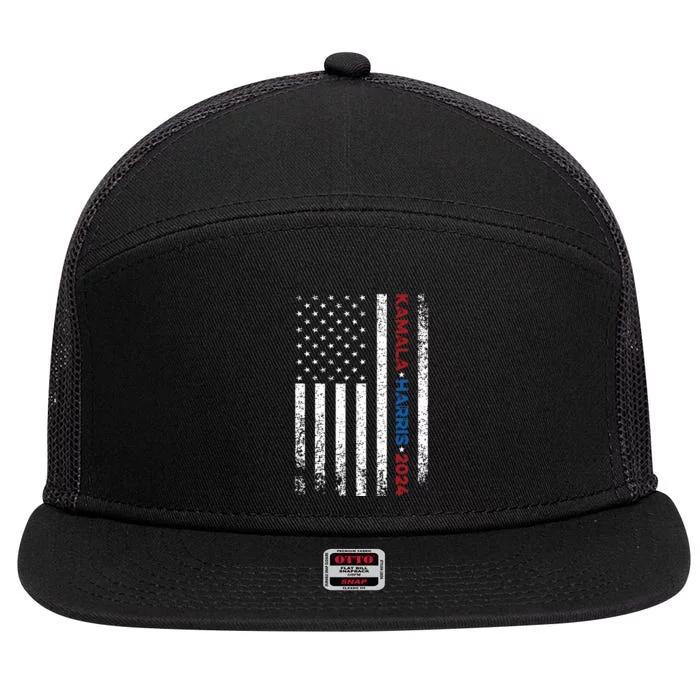 Harris 2024 Kamala Harris 2024 Elections American Flag 7 Panel Mesh Trucker Snapback Hat