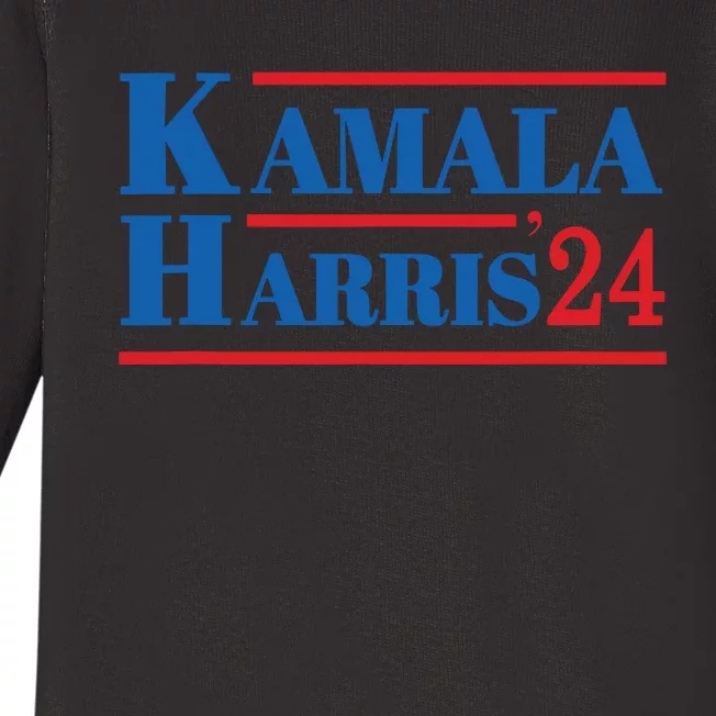 Harris 2024 Kamala Harris 2024 Elections American Flag Baby Long Sleeve Bodysuit