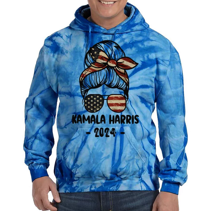 Harris 2024 Kamala Harris 2024 Messy Bun Elections Tie Dye Hoodie