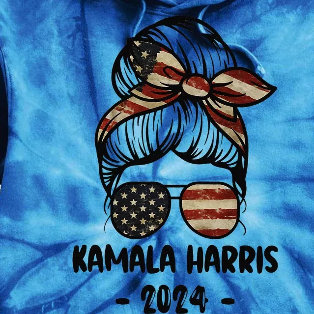 Harris 2024 Kamala Harris 2024 Messy Bun Elections Tie Dye Hoodie