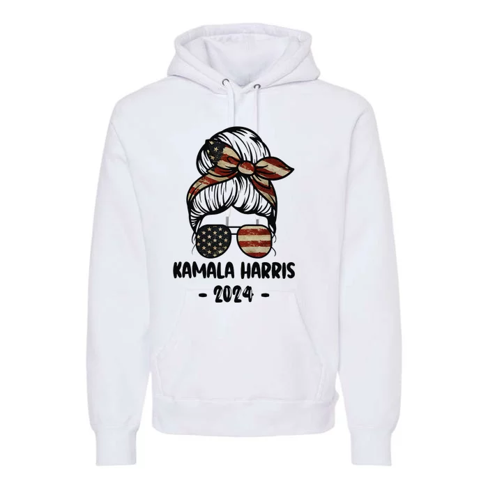 Harris 2024 Kamala Harris 2024 Messy Bun Elections Premium Hoodie