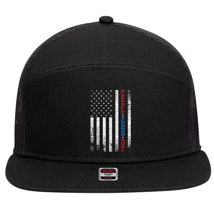 Harris 2024 Kamala Harris 2024 Elections American Flag 7 Panel Mesh Trucker Snapback Hat