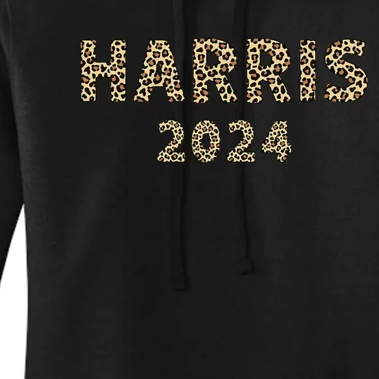 Harris 2024 Leopard Kamala Harris For President Election Women's Pullover Hoodie