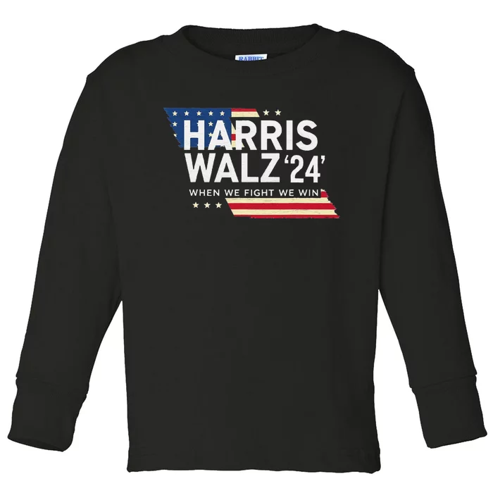 Harriswalz 2024 Leading With Strength And Resolve Toddler Long Sleeve Shirt