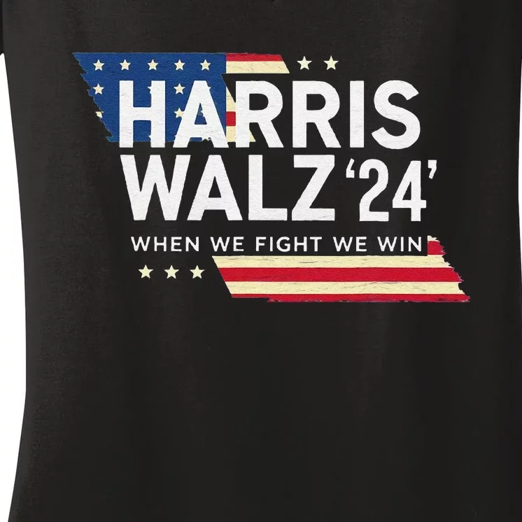 Harriswalz 2024 Leading With Strength And Resolve Women's V-Neck T-Shirt