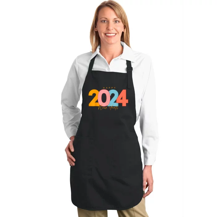 Happy 2024 New Years Eve Party Supplies 2024 Happy New Year Full-Length Apron With Pocket