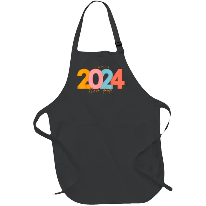 Happy 2024 New Years Eve Party Supplies 2024 Happy New Year Full-Length Apron With Pocket