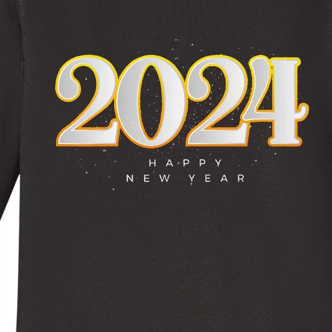 Happy 2024 New Years Eve Party Supplies 2024 Happy New Year Baby Long Sleeve Bodysuit