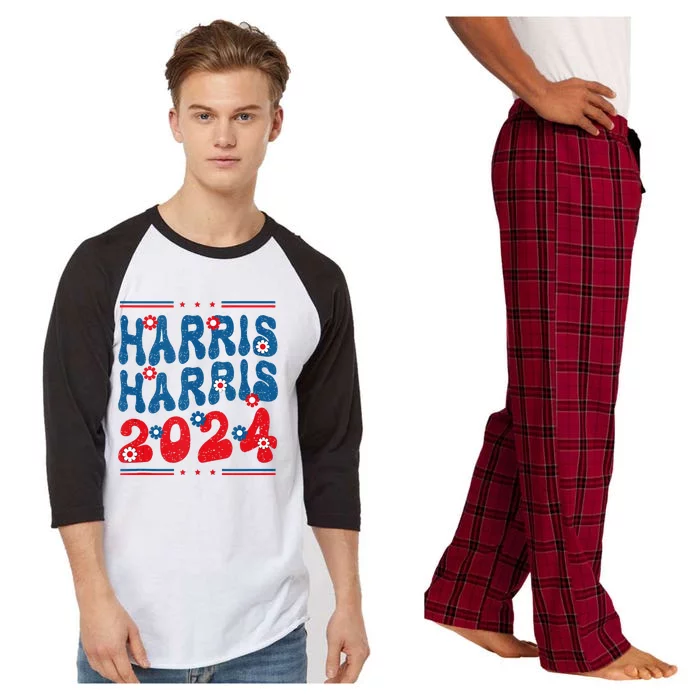 Harris 2024 President 47 America Usa Election Democrats Raglan Sleeve Pajama Set