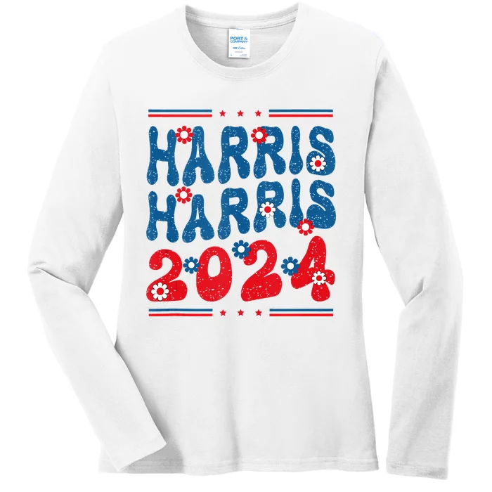 Harris 2024 President 47 America Usa Election Democrats Ladies Long Sleeve Shirt