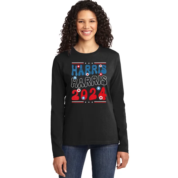 Harris 2024 President America Election Usa Democrats Ladies Long Sleeve Shirt