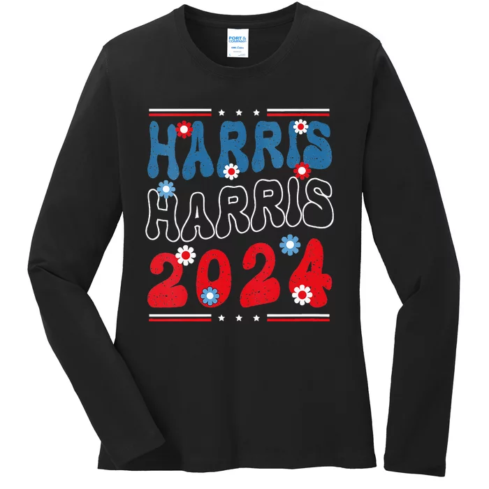 Harris 2024 President America Election Usa Democrats Ladies Long Sleeve Shirt