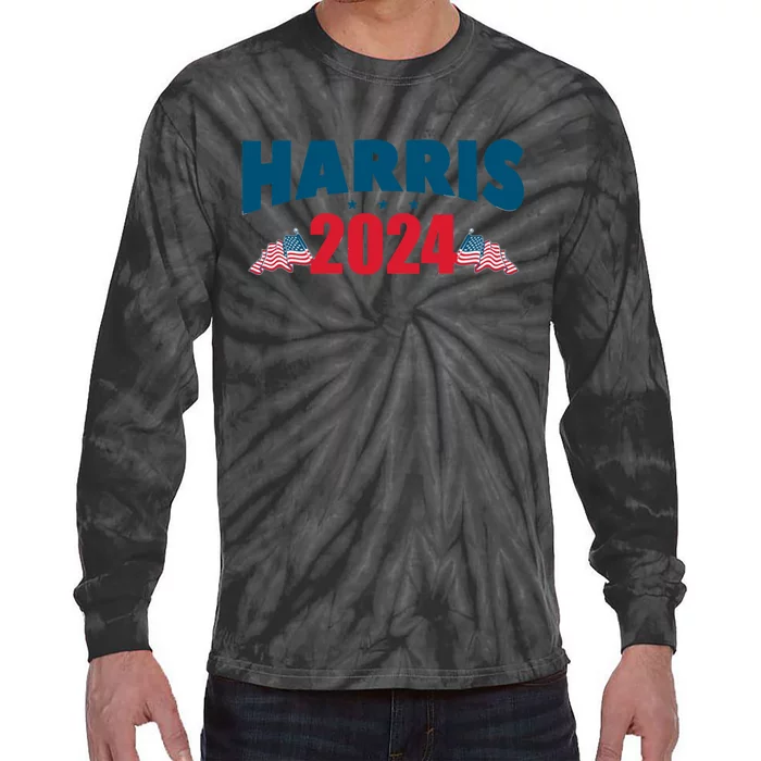 Harris 2024 Patriotic Graphic Tie-Dye Long Sleeve Shirt