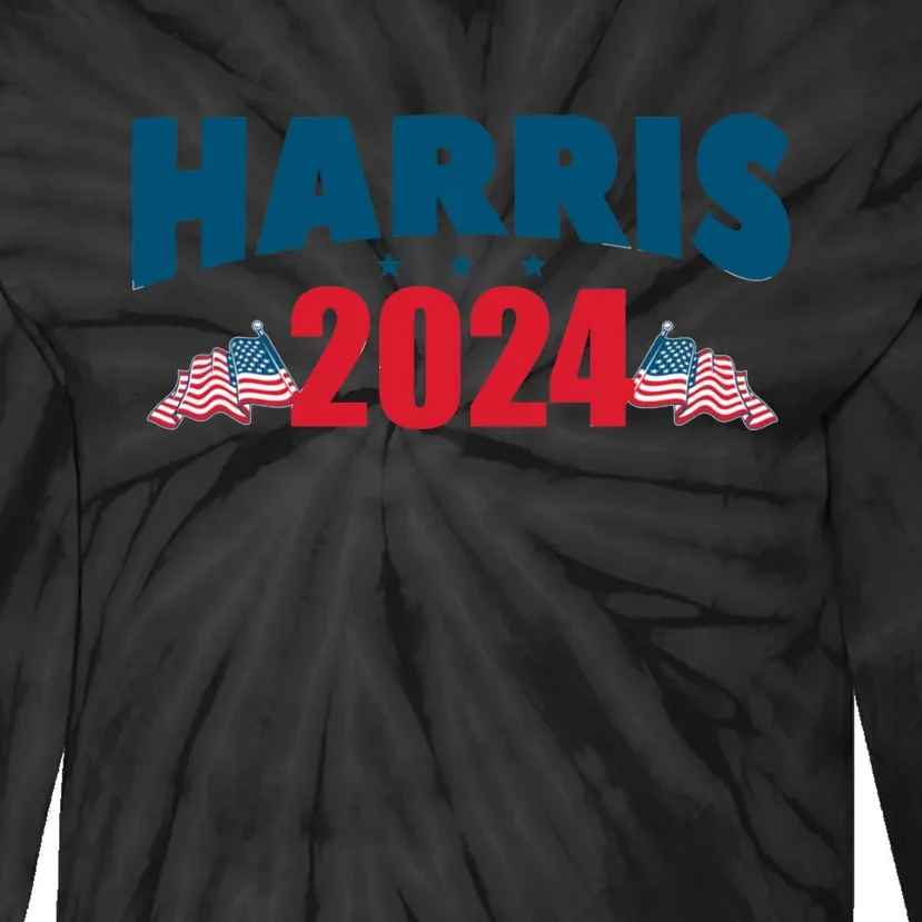 Harris 2024 Patriotic Graphic Tie-Dye Long Sleeve Shirt