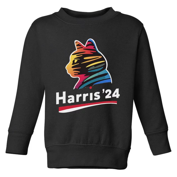 Harris 2024 President Childless Cat Lady Funny Toddler Sweatshirt