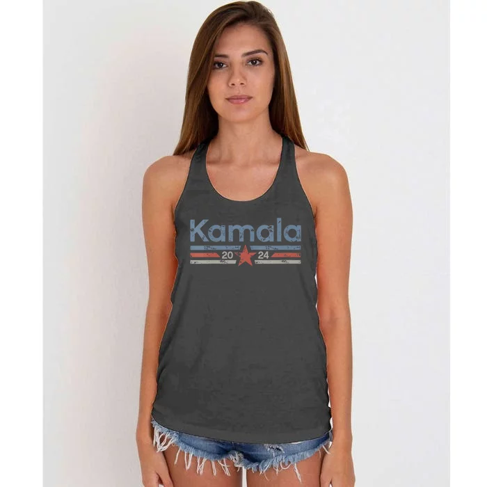 Harris 2024 Retro Grunge Stripes Vintage Kamala Harris 2024 Women's Knotted Racerback Tank