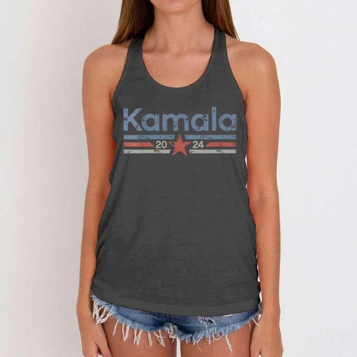 Harris 2024 Retro Grunge Stripes Vintage Kamala Harris 2024 Women's Knotted Racerback Tank