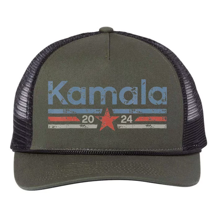 Harris 2024 Retro Grunge Stripes Vintage Kamala Harris 2024 Retro Rope Trucker Hat Cap