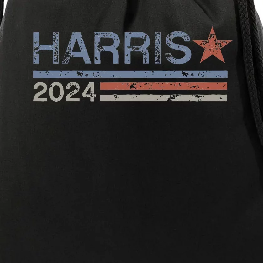 Harris 2024 Retro Grunge Stripes Kamala Harris 2024 Drawstring Bag