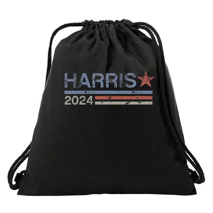 Harris 2024 Retro Grunge Stripes Kamala Harris 2024 Drawstring Bag