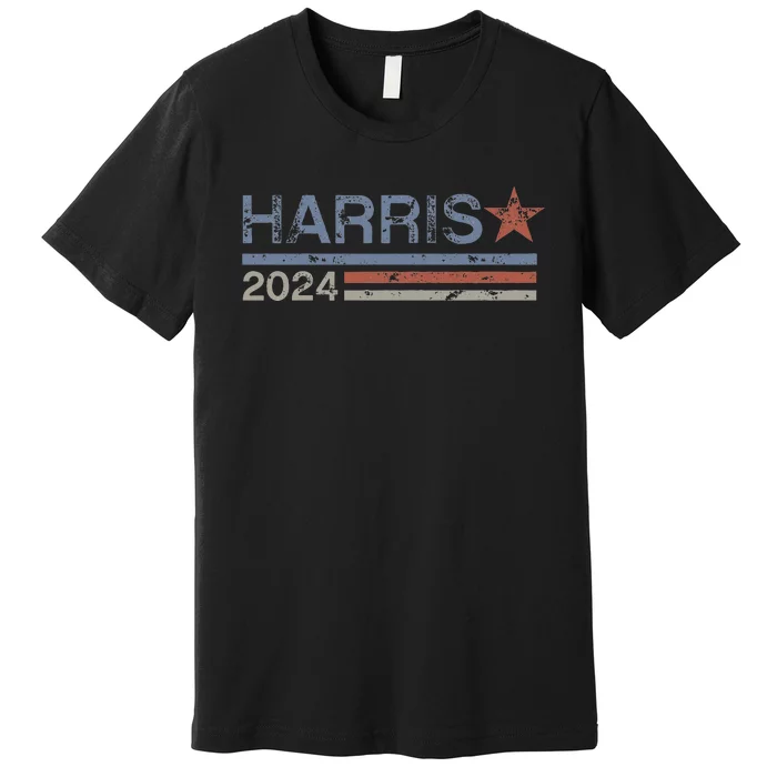 Harris 2024 Retro Grunge Stripes Kamala Harris 2024 Premium T-Shirt