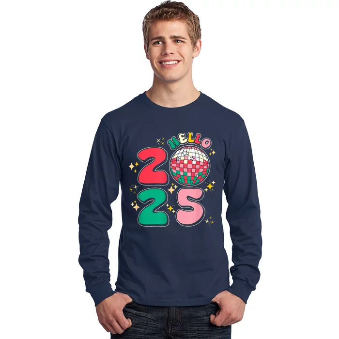 Hello 2025 Retro Merry Christmas And Happy New Year Long Sleeve Shirt