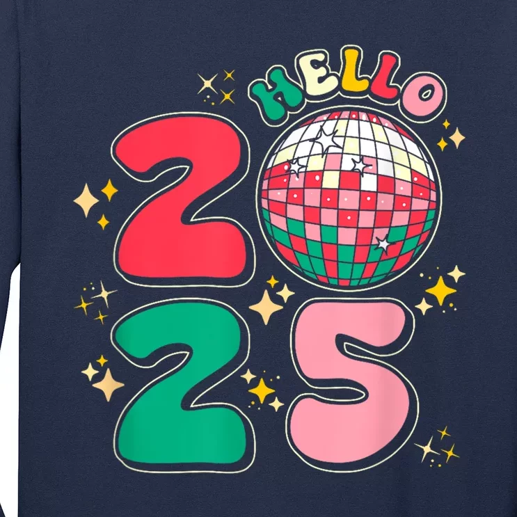 Hello 2025 Retro Merry Christmas And Happy New Year Long Sleeve Shirt