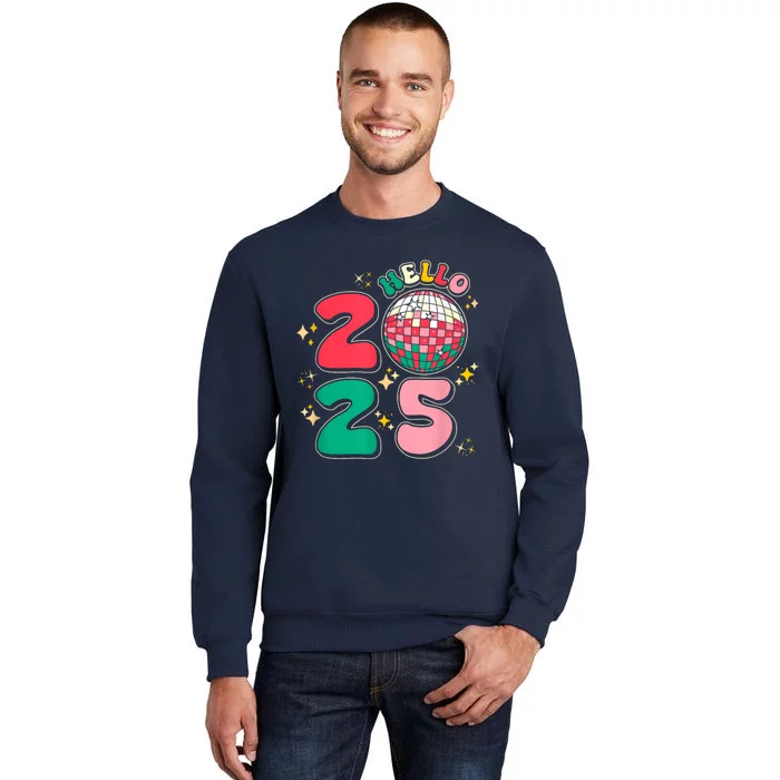 Hello 2025 Retro Merry Christmas And Happy New Year Sweatshirt