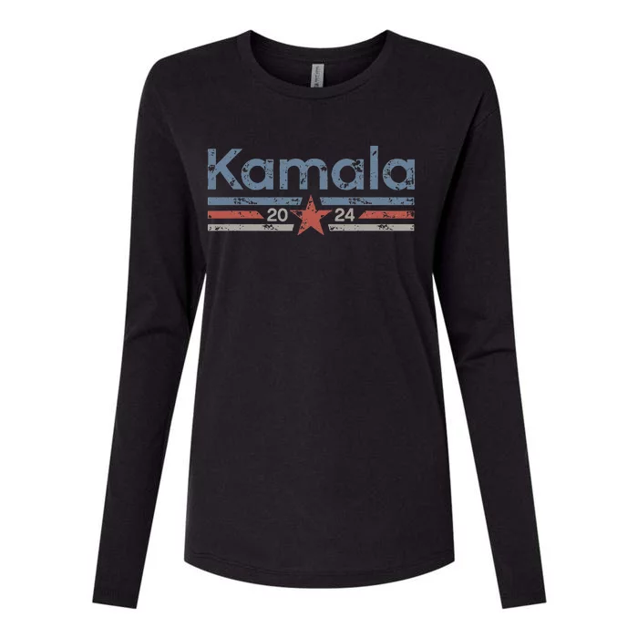 Harris 2024 Retro Grunge Stripes Vintage Kamala Harris 2024 Womens Cotton Relaxed Long Sleeve T-Shirt