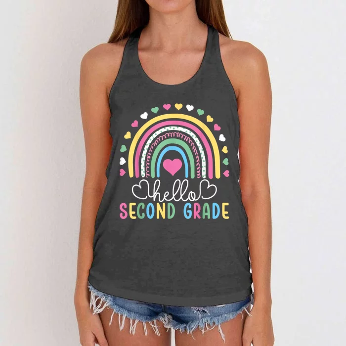 Hello 2nd Second Grade Teacher Women's Knotted Racerback Tank