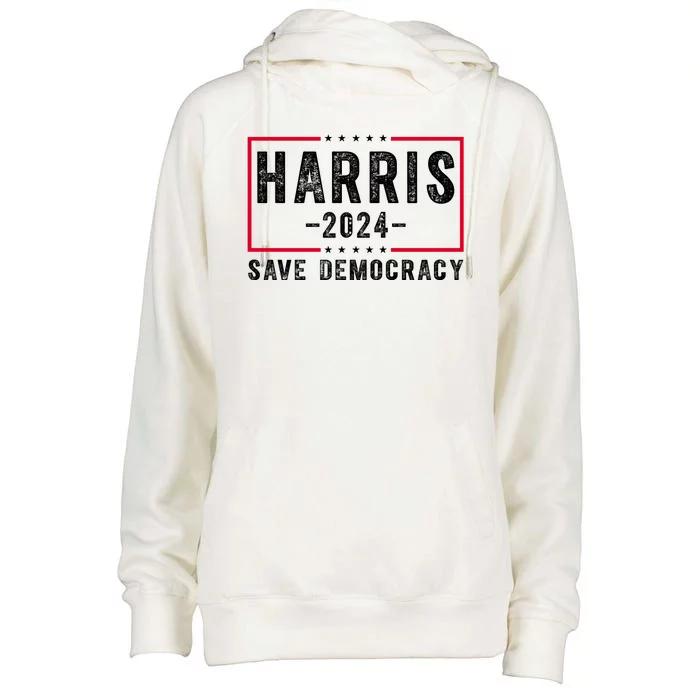 Harris 2024 Save Democracy Election Womens Funnel Neck Pullover Hood