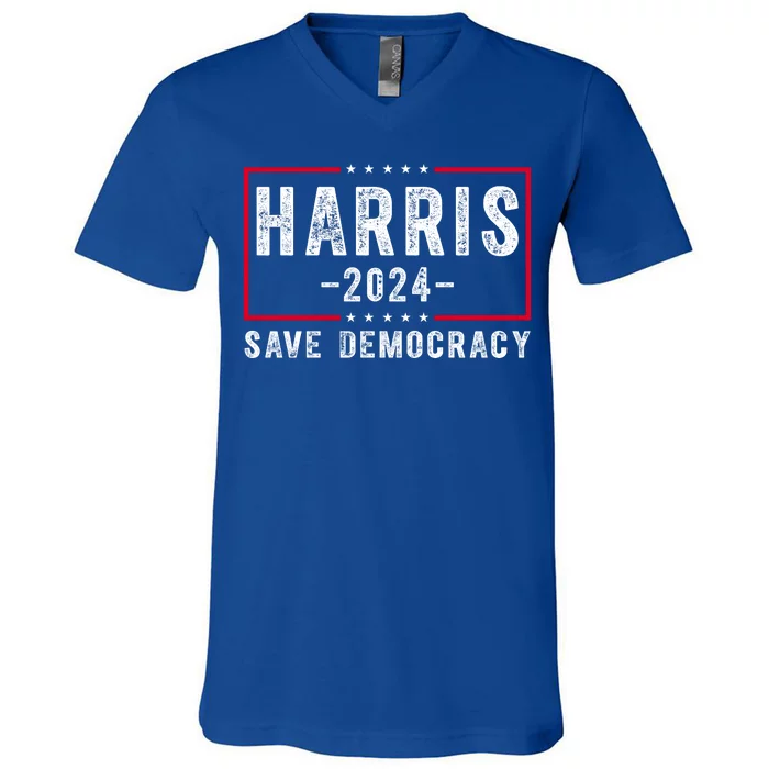 Harris 2024 Save Democracy Election V-Neck T-Shirt