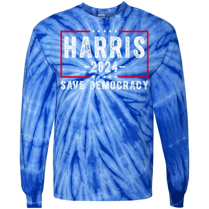 Harris 2024 Save Democracy Election Tie-Dye Long Sleeve Shirt