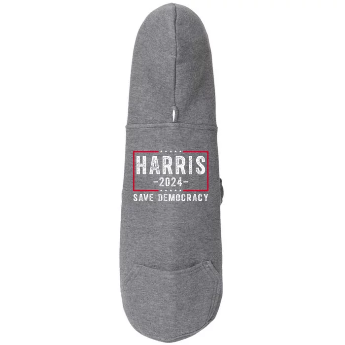 Harris 2024 Save Democracy Election Doggie 3-End Fleece Hoodie