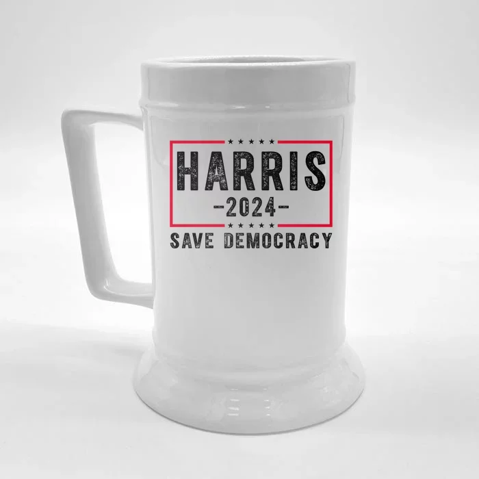 Harris 2024 Save Democracy Election Front & Back Beer Stein