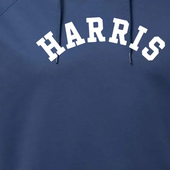 Harris 2024 Simple Curved Font Democrat Kamala Harris 2024 Gift Performance Fleece Hoodie