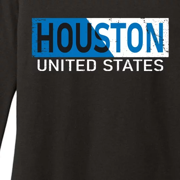 Houston 2 Tone Block Logo Womens CVC Long Sleeve Shirt