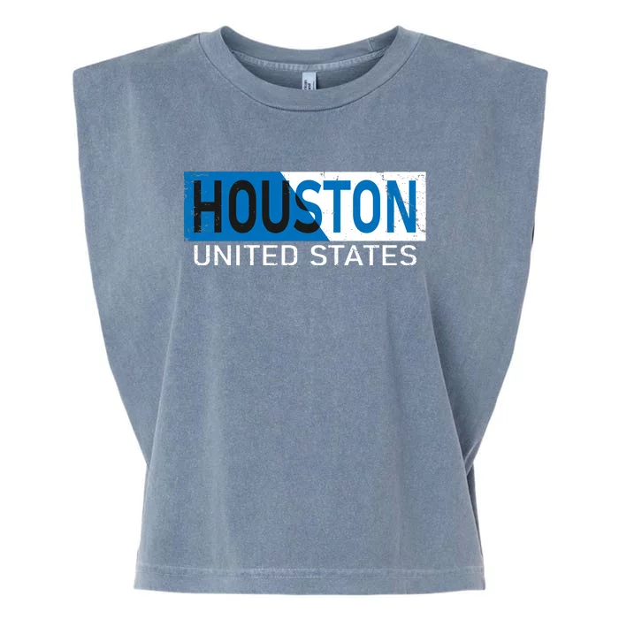 Houston 2 Tone Block Logo Garment-Dyed Women's Muscle Tee