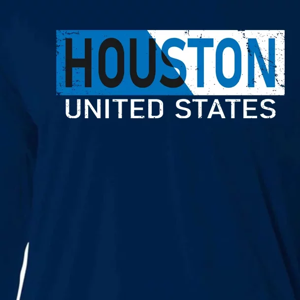 Houston 2 Tone Block Logo Cooling Performance Long Sleeve Crew