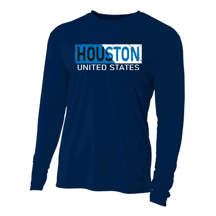 Houston 2 Tone Block Logo Cooling Performance Long Sleeve Crew