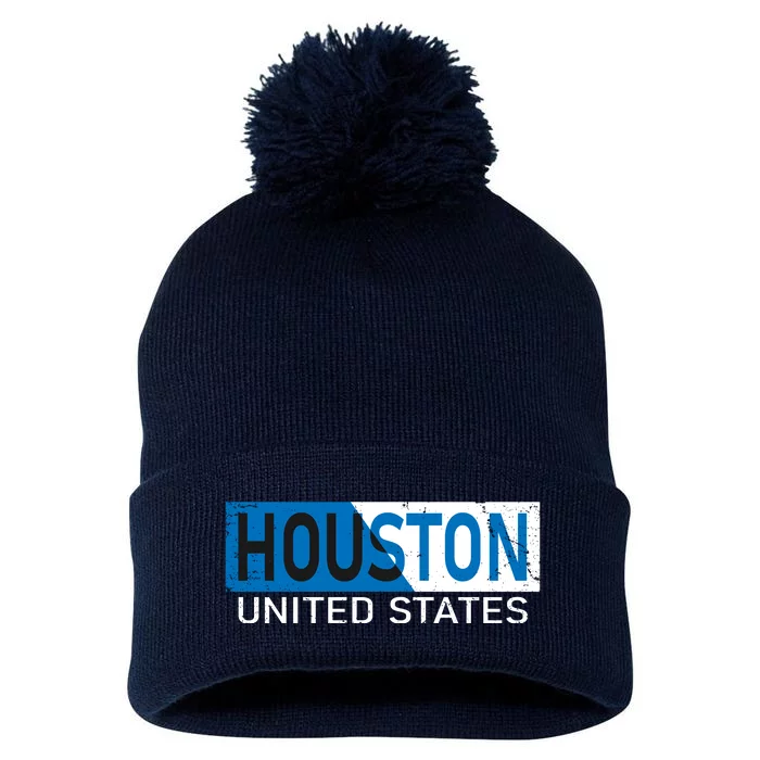 Houston 2 Tone Block Logo Pom Pom 12in Knit Beanie