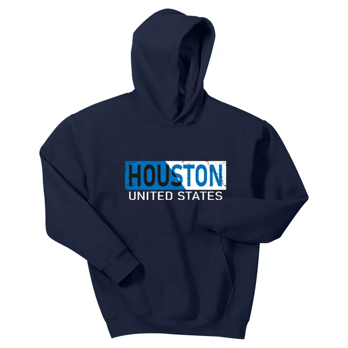 Houston 2 Tone Block Logo Kids Hoodie