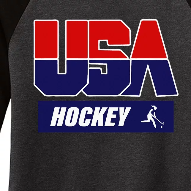 Hockey 2024 Usa Team Women's Tri-Blend 3/4-Sleeve Raglan Shirt