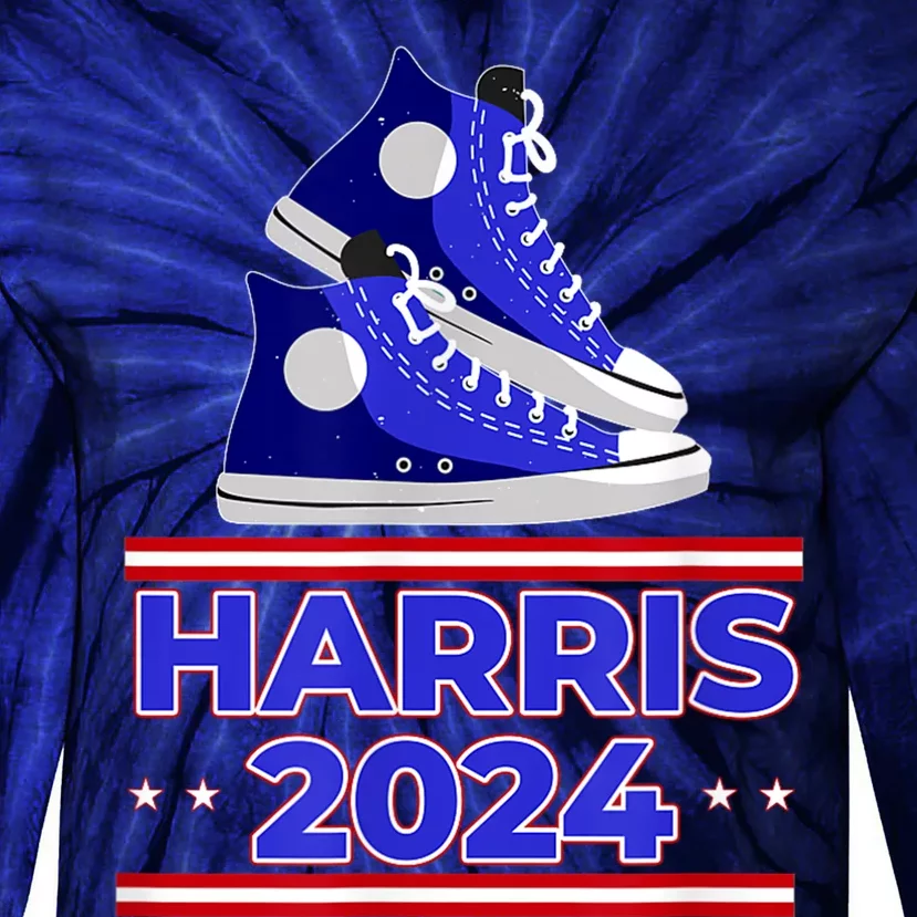 Harris 2024 Vote President Kamala Election Sneakers Meme Tie-Dye Long Sleeve Shirt