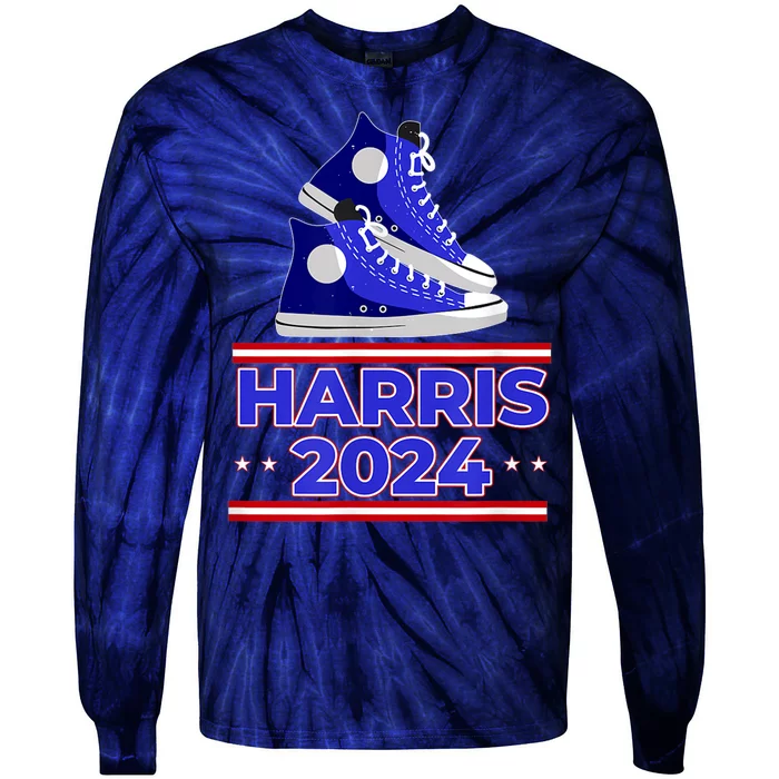 Harris 2024 Vote President Kamala Election Sneakers Meme Tie-Dye Long Sleeve Shirt