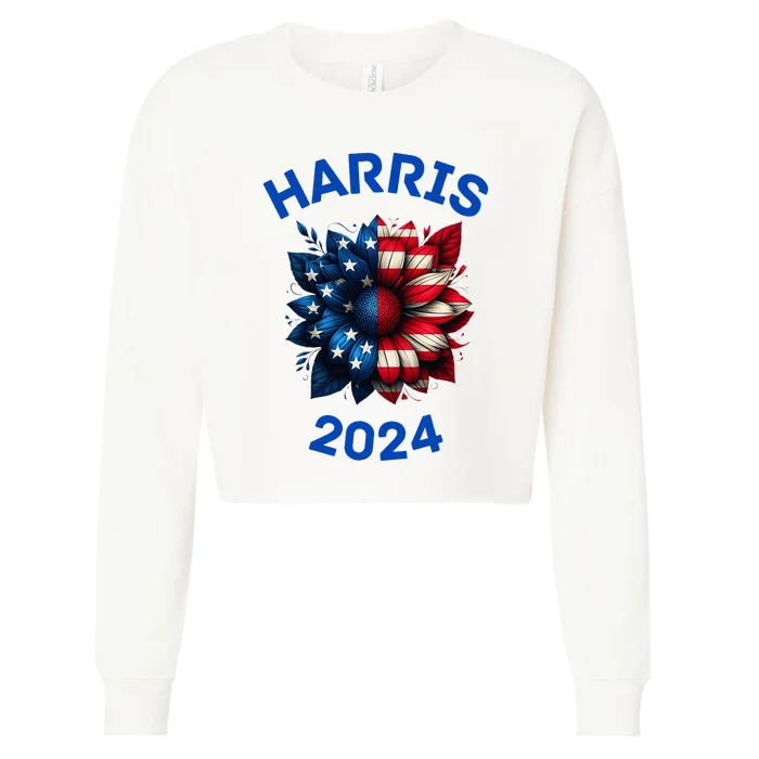 Harris 2024 Vote For Kamala Usa Presidential Election Cropped Pullover Crew